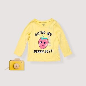 Carter's  Yellow Long Sleeve Shirt with Strawberry Print